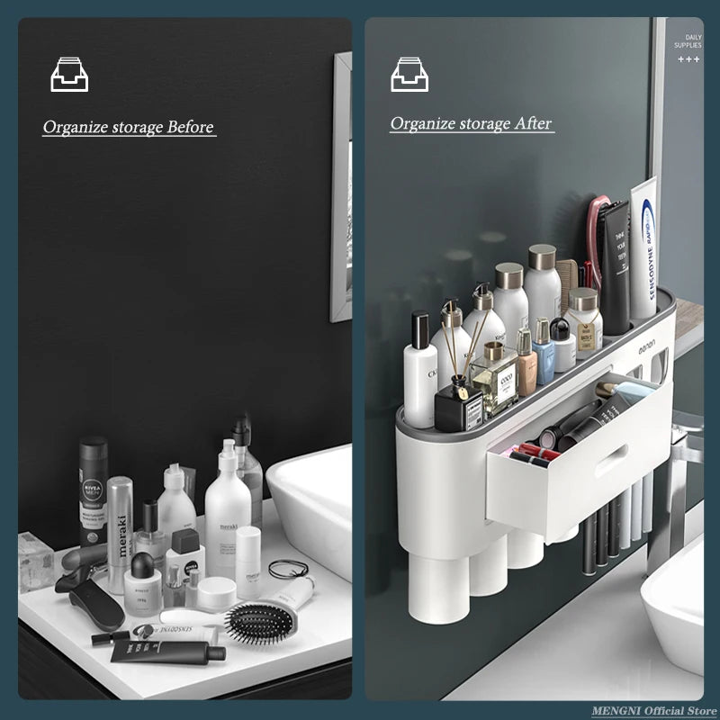 Magnetic Toothbrush & Toothpaste Organizer