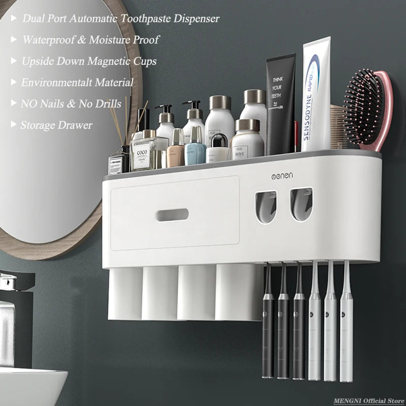 Magnetic Toothbrush & Toothpaste Organizer