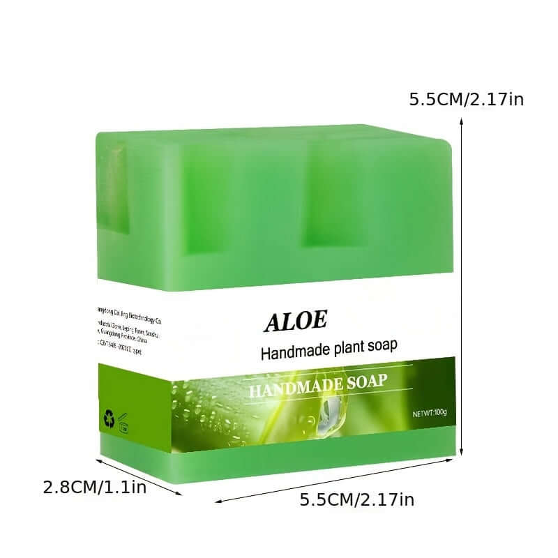 Aloe Vera Soap – Natural Cleansing & Skin Care, handmade plant soap in green packaging, 100g.