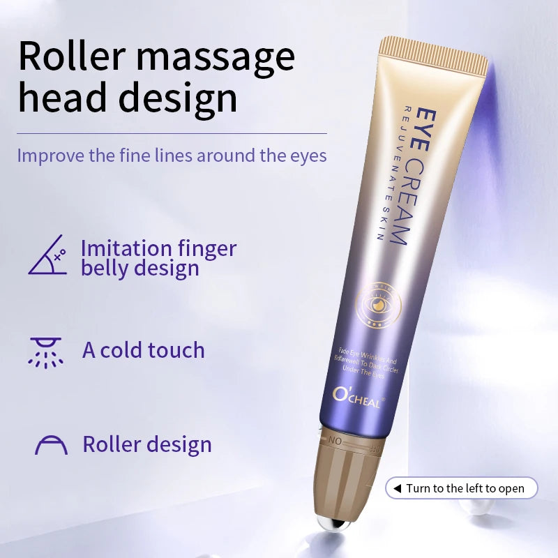 O’CHEAL Anti Wrinkle Eye Cream with roller massage head design for reducing fine lines around the eyes.