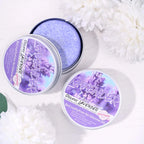 Lavender Shampoo – Oil Control & Refreshing Hair Care product in a tin with purple contents surrounded by flowers.