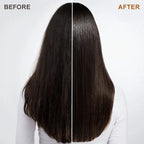 PURC Hair Repair Set – Argan Oil Keratin Shampoo & Conditioner before and after use displayed.