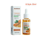 Turmeric Essential Oil in a bottle promoting hydration and skin health, with turmeric root decor.