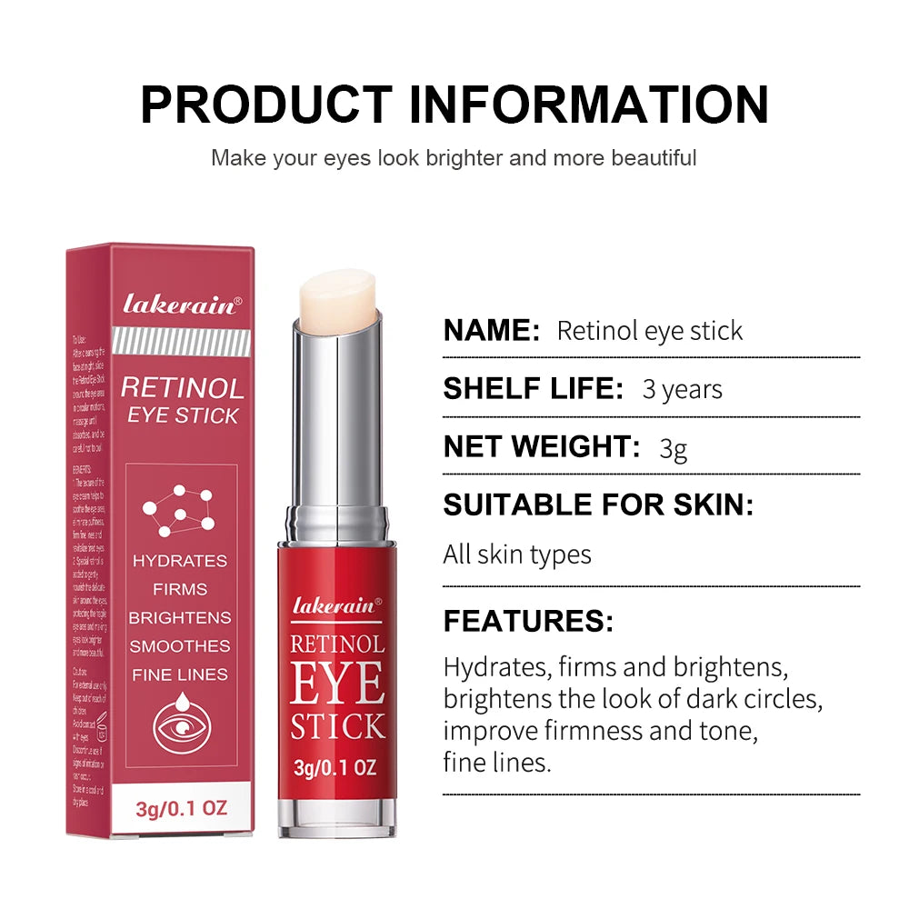 Retinol Eye Cream and eye stick, promotes hydration and firming, brightens skin, reduces fine lines.
