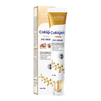 SADOER Collagen Eye Cream tube with benefits for brightening, anti-aging, and soothing dark circles and puffiness.