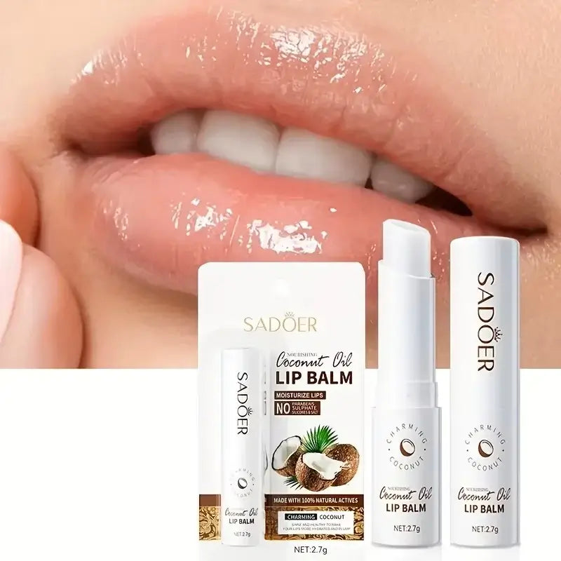Coconut Lip Balm  Natural Daily Care Moisture for soft and nourished lips with coconut oil benefits.
