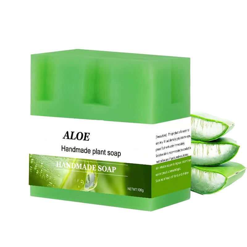 Aloe Vera Soap – Natural Cleansing & Skin Care, handmade plant soap in green packaging, 100g.