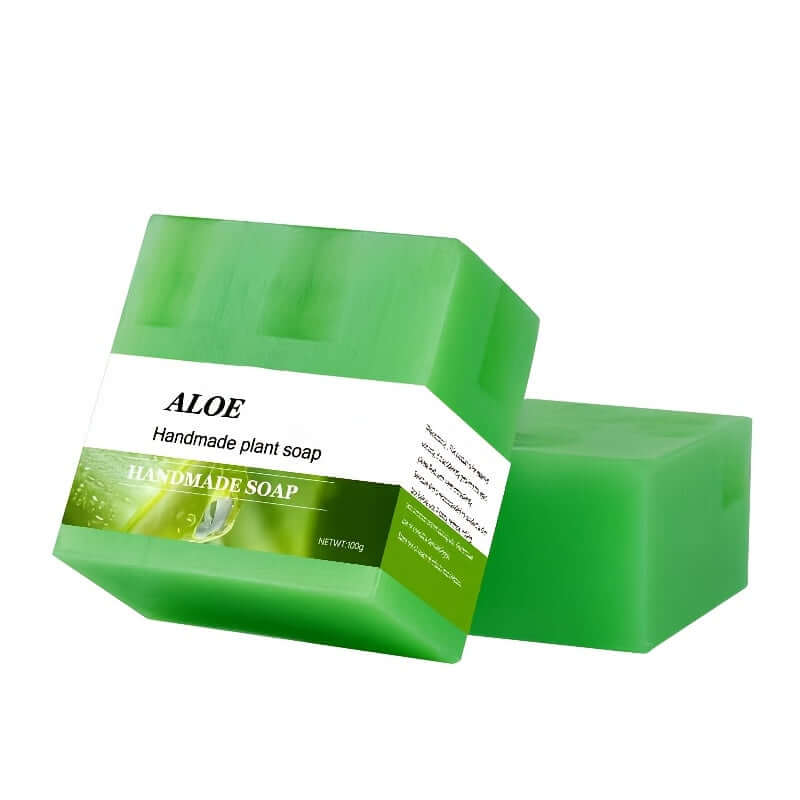 Aloe Vera Soap – Natural Cleansing & Skin Care, handmade plant soap in green packaging, 100g.
