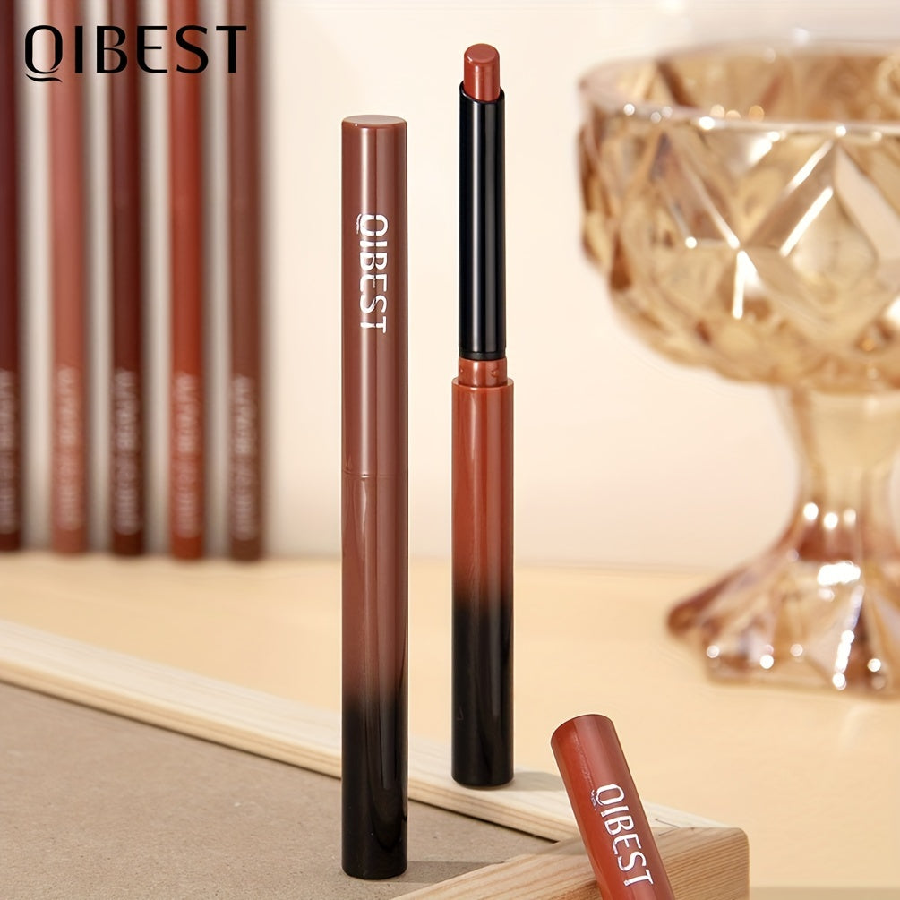 Matte Lip Liner & Lipstick Set with swatches showcasing various lip colors and finishes, smudge proof and waterproof.