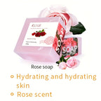 Handmade Essential Oil Soap Set featuring Rose soap, hydrates skin with a fresh rose scent, 100g.