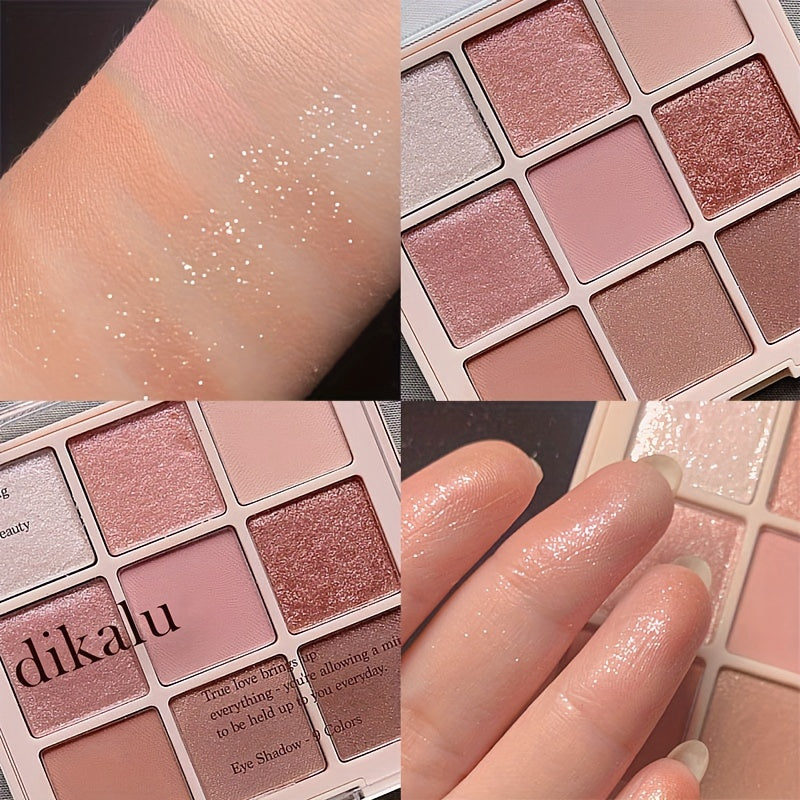 Cherry Blossom Eyeshadow Palette showing 9 shades of glitter and matte colors for versatile makeup looks.